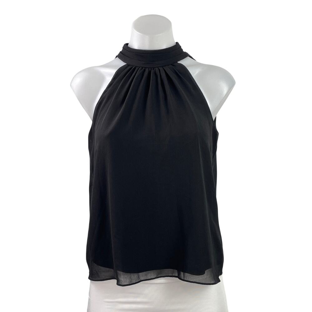 1.State Women's Black Sleeveless Halter Tie Neck Casual Blouse tank Top Size XS